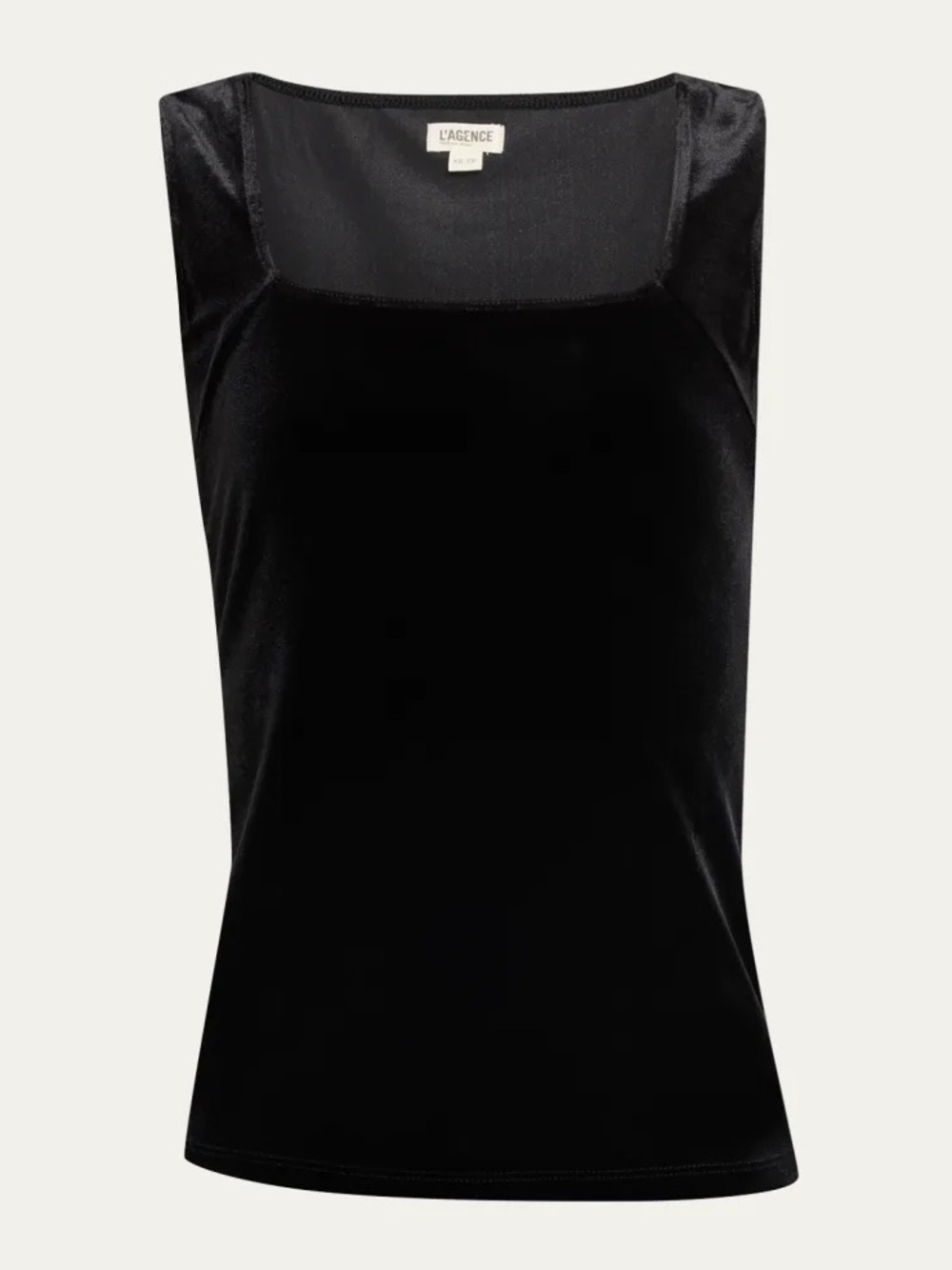 L’Agence Kaeli Velvet Square-Neck Tank Top in Black